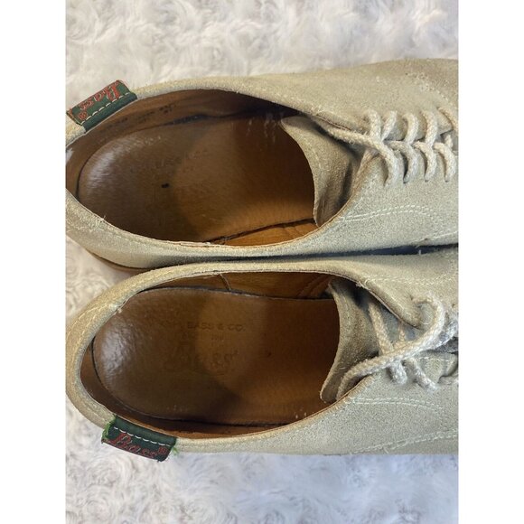 VTG GH Bass Women's Size 7 M Light Tan Suede Leather Lace Up Oxfords Shoes Flaws - Picture 7 of 9